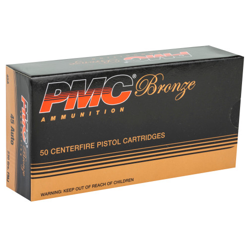 PMC Ammunition Bronze 45 ACP 230gr Full Metal Jacket Handgun Ammo - 50rd Box - Image 2