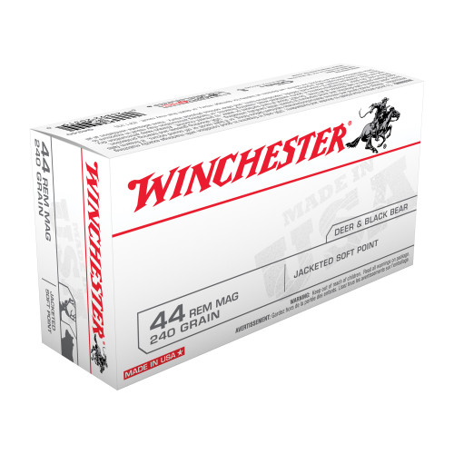 Winchester Ammunition USA 44 Magnum 240gr Jacketed Soft Point Handgun Ammo - 50rd Box