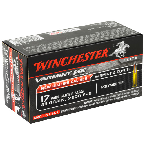 Winchester Ammunition Varmint HE 17 Winchester Super Magnum 25gr Polymer Tip Rimfire Ammo - 50rd Box - Image 2