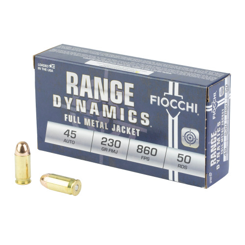 Fiocchi Range Dynamics 45 ACP Ammo - 230gr Full Metal Jacket, 50 Rounds