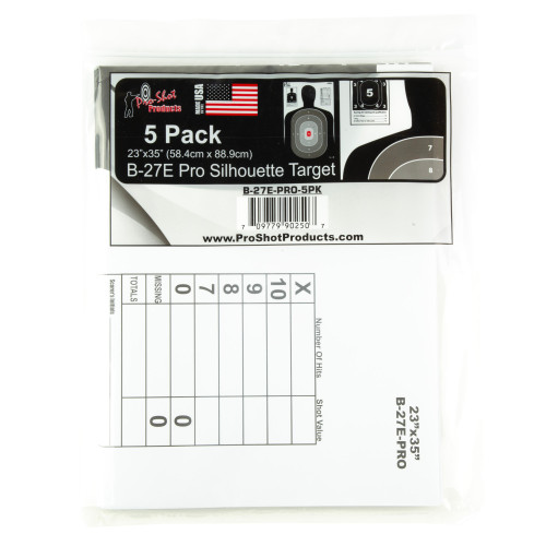 Pro-Shot B-27E Silhouette Paper Targets - 23in x 35in, 5 Pack