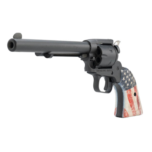 Heritage Rough Rider 22 LR Revolver - 6.5in, 6rd, Single Action, US Flag Grips, Matte Black - additional view 3