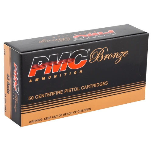 PMC Ammo Bronze 32 ACP 71 Grain Full Metal Jacket 50rd Box Handgun Ammo - additional view 2
