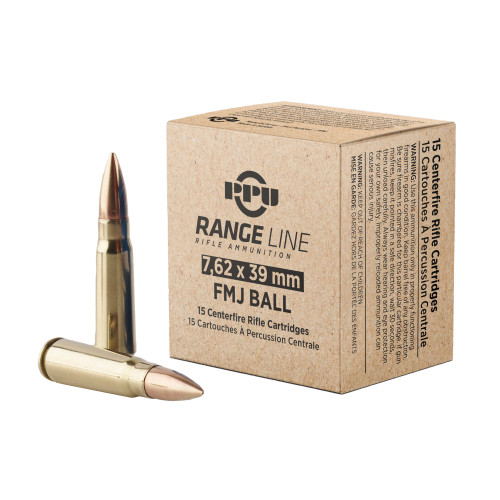Prvi Partizan Range Line 7.62x39 123 grain FMJ Rifle Ammo 15 Rounds - view 1