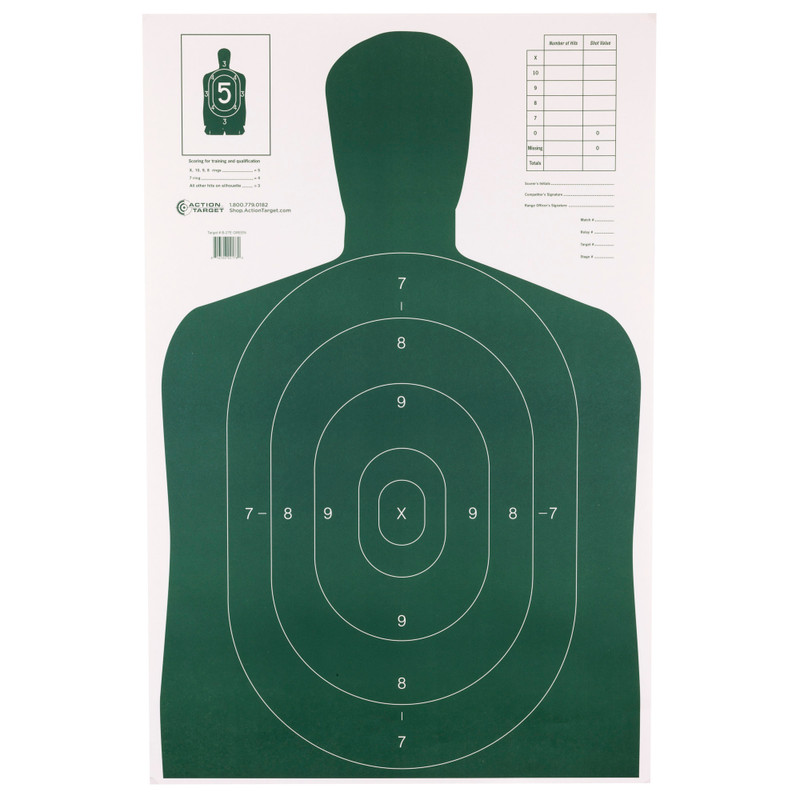 Buy Action Target B-27E Green Target - 100 Pack at the best prices only on utfirearms.com