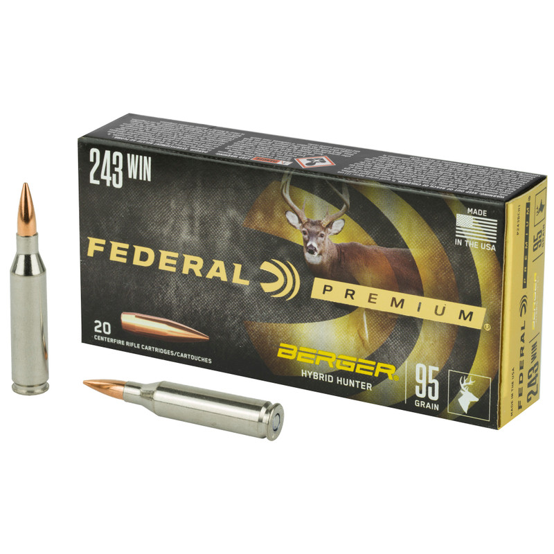 Buy Federal Premium Berger | 243 Winchester | 95Gr | Berger Hybrid Hunter | Rifle ammo at the best prices only on utfirearms.com