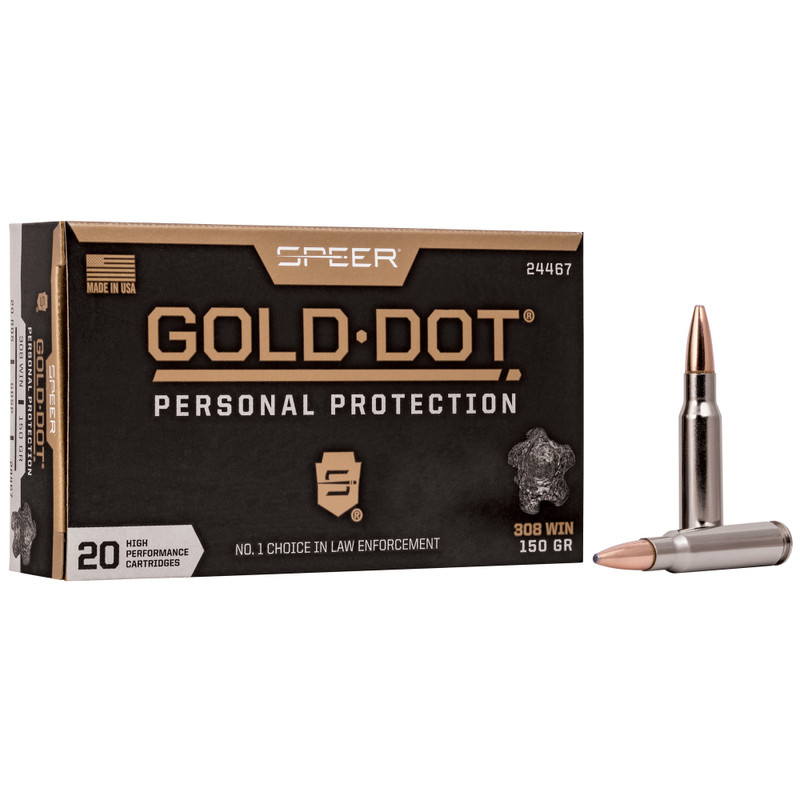 Buy Speer Gold Dot | 308 Winchester | 150Gr | Gold Dot Hollow Point | Rifle ammo at the best prices only on utfirearms.com