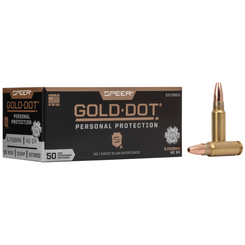 Buy Speer Gold Dot | 5.7X28MM | 40Gr | Gold Dot Hollow Point | Handgun ammo at the best prices only on utfirearms.com
