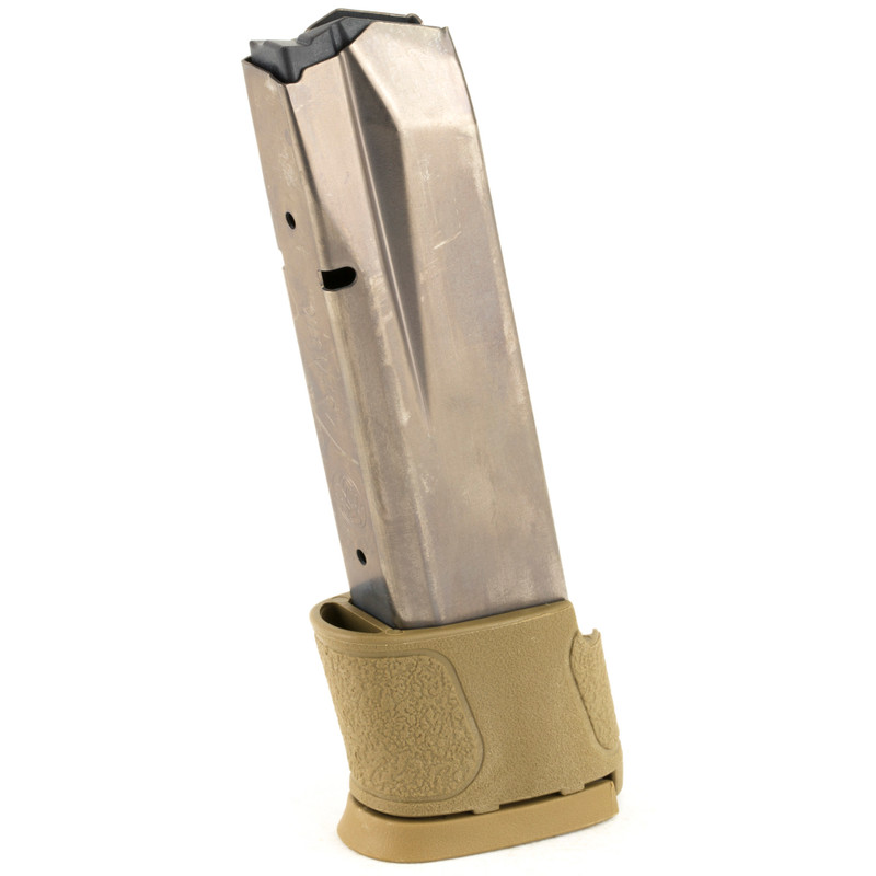 Magazine| 45ACP| 14 Rounds| Fits M&P| with Flat Dark Earth Grip Extension| Stainless| Silver