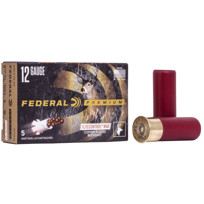 Federal Premium FLITECONTROL WAD | 12 Gauge 2.75" | 00 Buck | Buckshot | 5 Rds/bx | Shot Shell Ammo