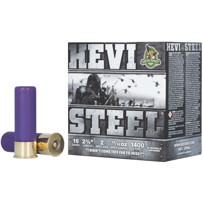 HEVI-Shot HEVI-Steel | 16 Gauge 2.75" | #2 Shot | Steel Shot | 25 Rds/bx | Shotshell Ammo