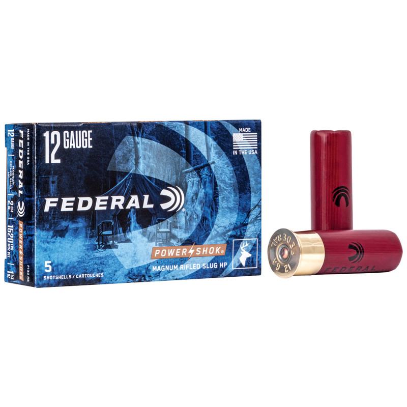 Federal PowerShok 12 Gauge 2.75 in Rifled Slug Shotgun Ammo - 5rd Box Mg Sg