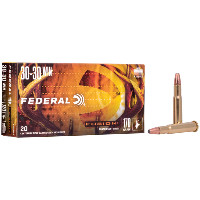Federal Fusion 30-30 Winchester 170gr Flat Soft Point Rifle Ammo - 20rd Box