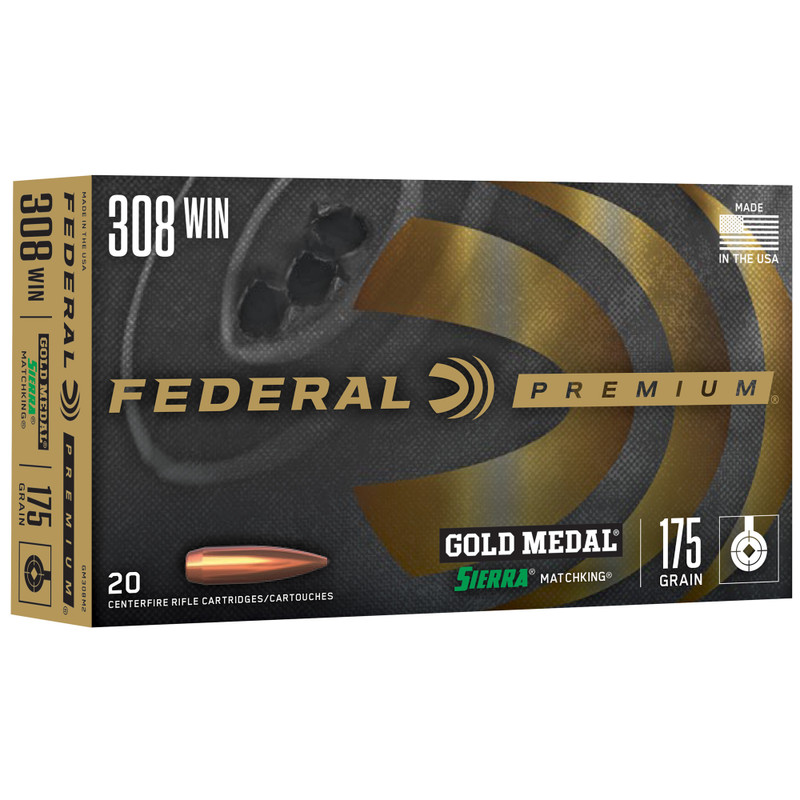 Federal Gold Medal 308 Winchester 175gr Boat Tail Hollow Point Rifle Ammo - 20rd Box