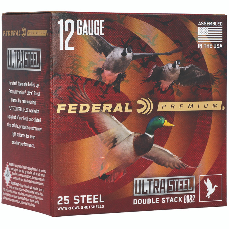 Federal Ultra Steel 12 Gauge 3 in BB and #2 Steel Shot Shotgun Ammo - 25rd Box - Image 2