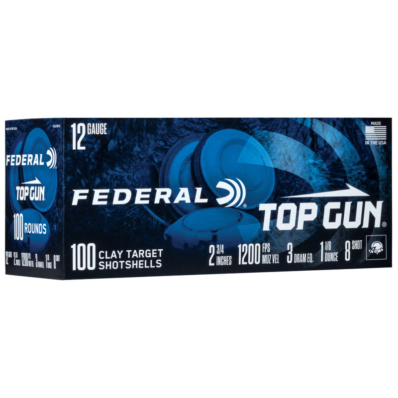 Federal Top Gun 12 Gauge 2.75 in #8 Shot Partition Shotgun Ammo - 100rd Box