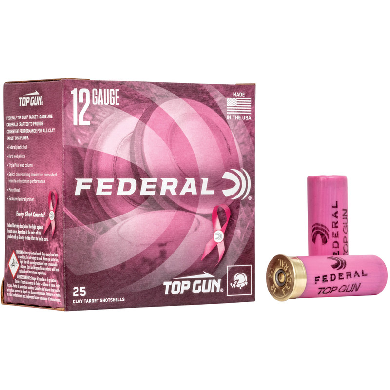 Federal Top Gun 12 Gauge 2.75 in #8 Shot Partition Shotgun Ammo - 25rd Box Pink
