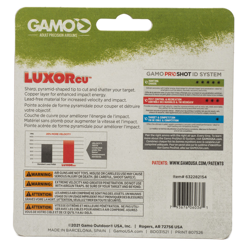 Gamo USA LUXOR Cu Pellets 22cal 100ct - Image 2