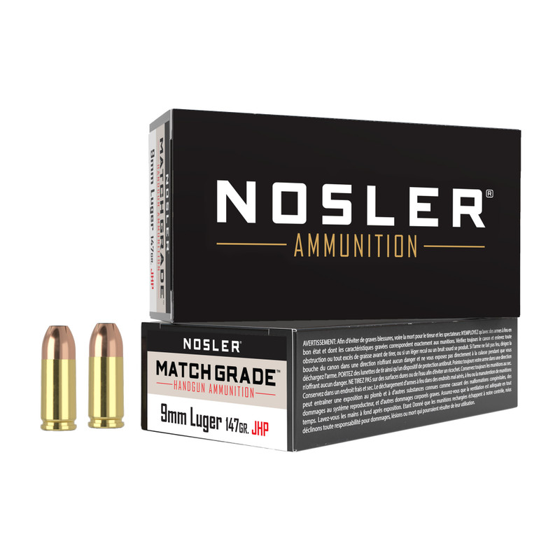 NOSLER Assured Stopping Power 9mm 147gr Hollow Point Handgun Ammo - 50rd Box