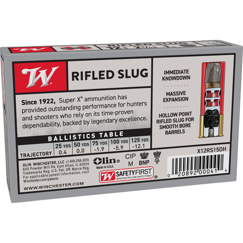 Winchester Ammunition Super-X 12 Gauge 2.75 in Rifled Slug Shotgun Ammo - 5rd Box - Image 2