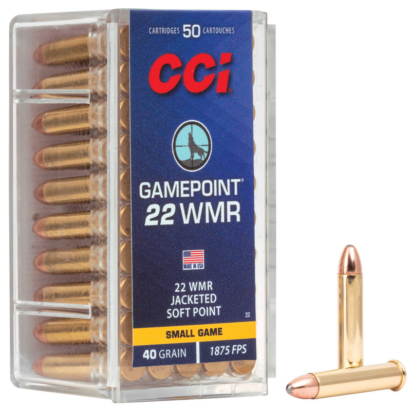 CCI Ammunition Hunting 22 WMR 40gr Jacketed Soft Point Rimfire Ammo - 50rd Box