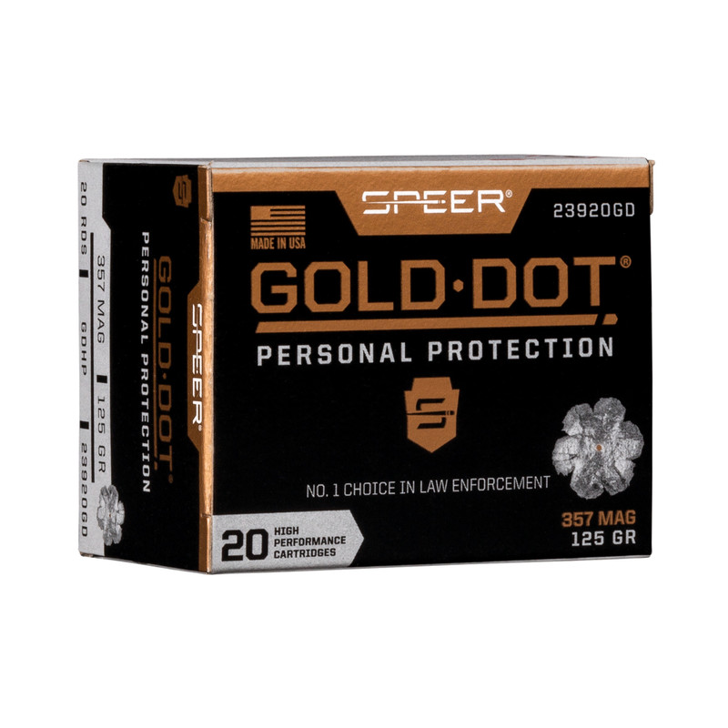 Speer Ammunition Gold Dot 357 Magnum 125gr Gold Dot Hollow Point Handgun Ammo - 20rd Box