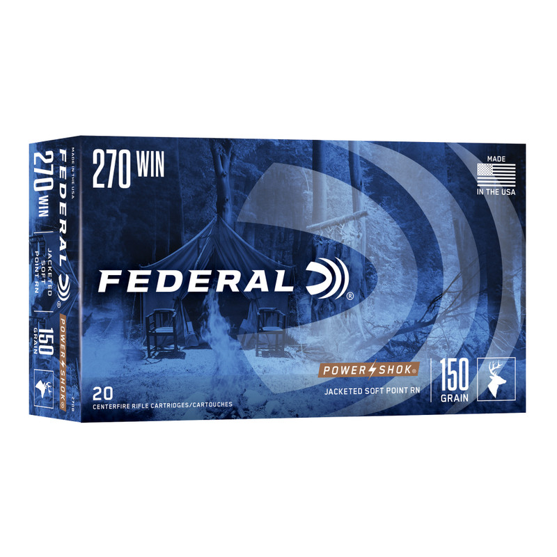Federal PowerShok 270 Winchester 150gr Jacketed Soft Point Rifle Ammo - 20rd Box