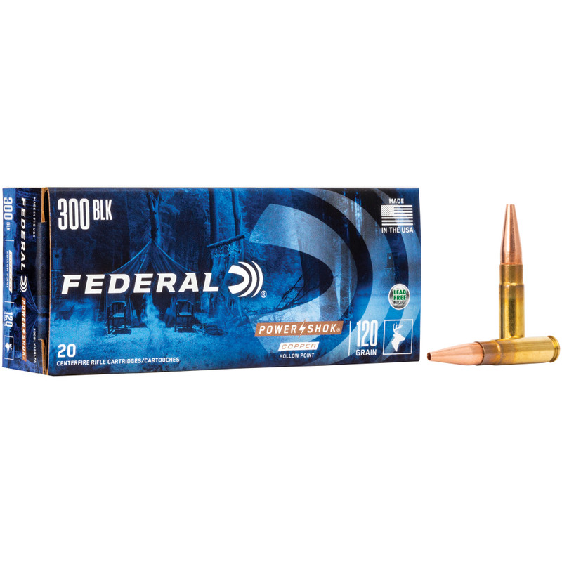 Federal PowerShok 300 Blackout 120gr Solid Base Rifle Ammo - 20rd Box