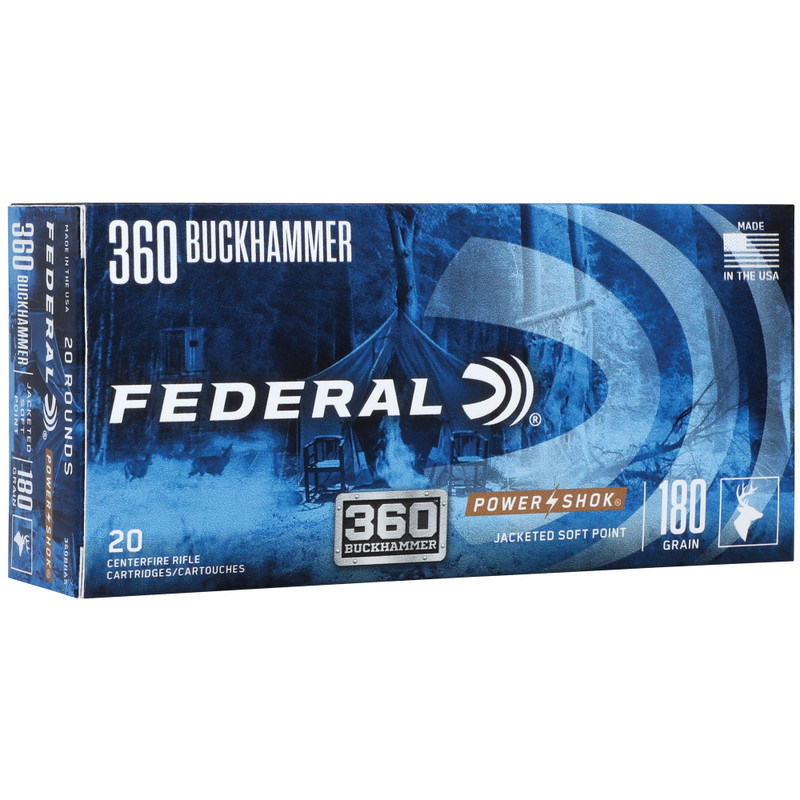 Federal PowerShok 360 Buckhammer 180gr Solid Base Rifle Ammo - 20rd Box - Image 2