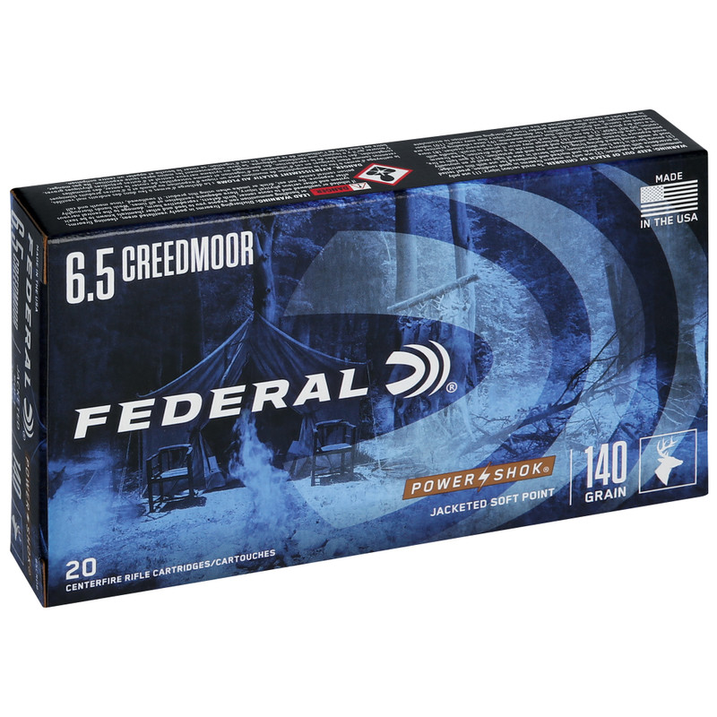 Federal PowerShok 6.5 Creedmoor 140gr Solid Base Rifle Ammo - 20rd Box