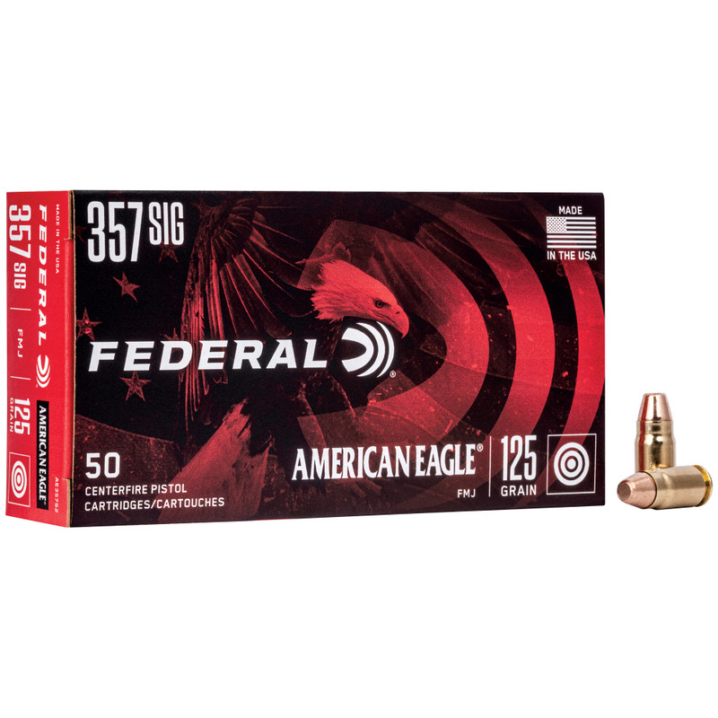 Federal American Eagle 357 Sig 125gr Full Metal Jacket Handgun Ammo - 50rd Box