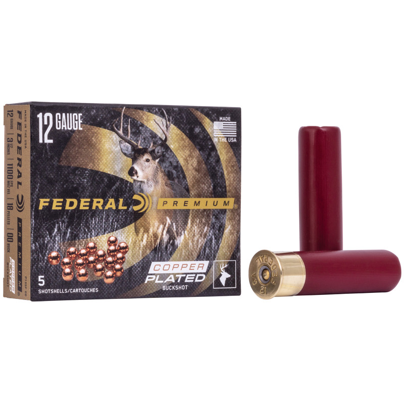 Federal Premium 12 Gauge 3.5 in 00 Buck Buckshot Shotgun Ammo - 5rd Box