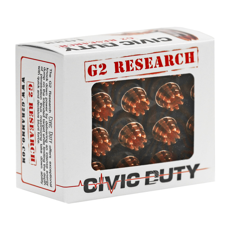 G2 Research Civic Duty 10mm 122gr Copper Handgun Ammo - 20rd Box - Image 2