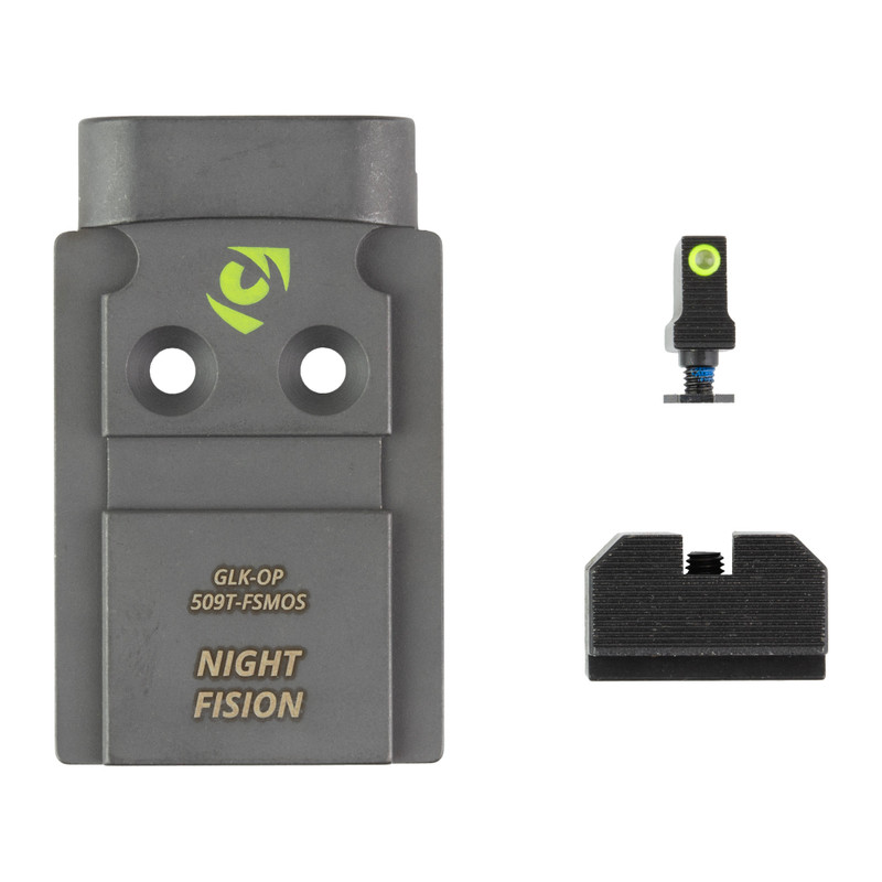 Night Fision Optic Plate + Backup Sight Combo Night Sights for Glock 17/19 MOS 509t Fs