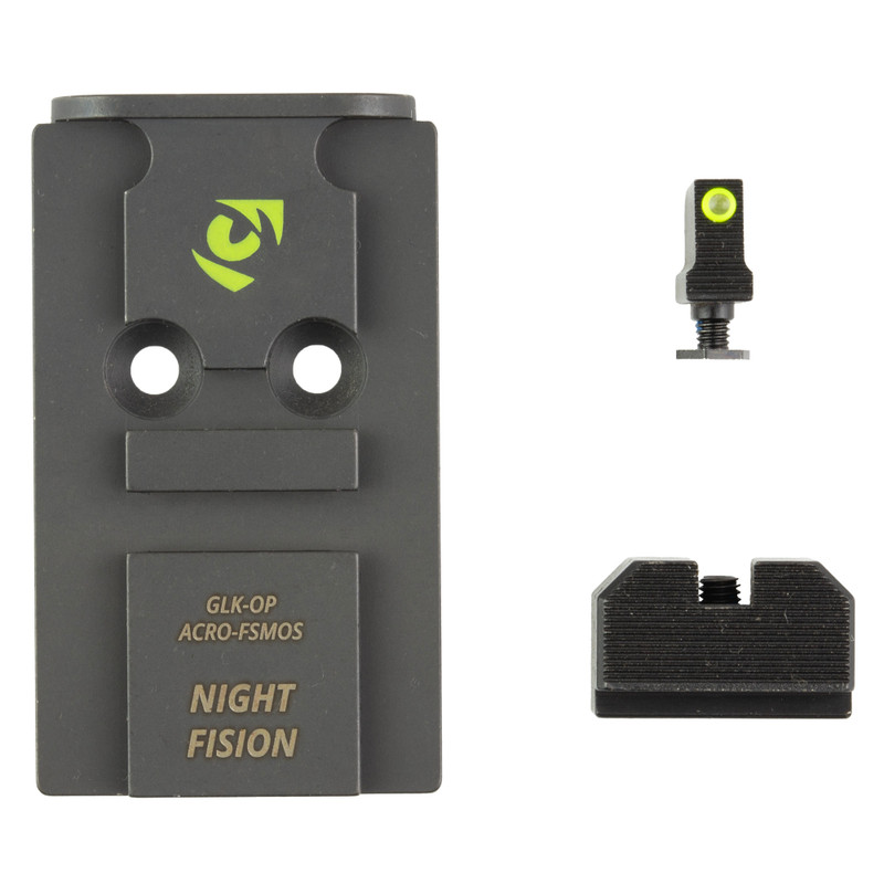 Night Fision Optic Plate + Backup Sight Combo Night Sights for Glock 17/19 MOS Acro Fs