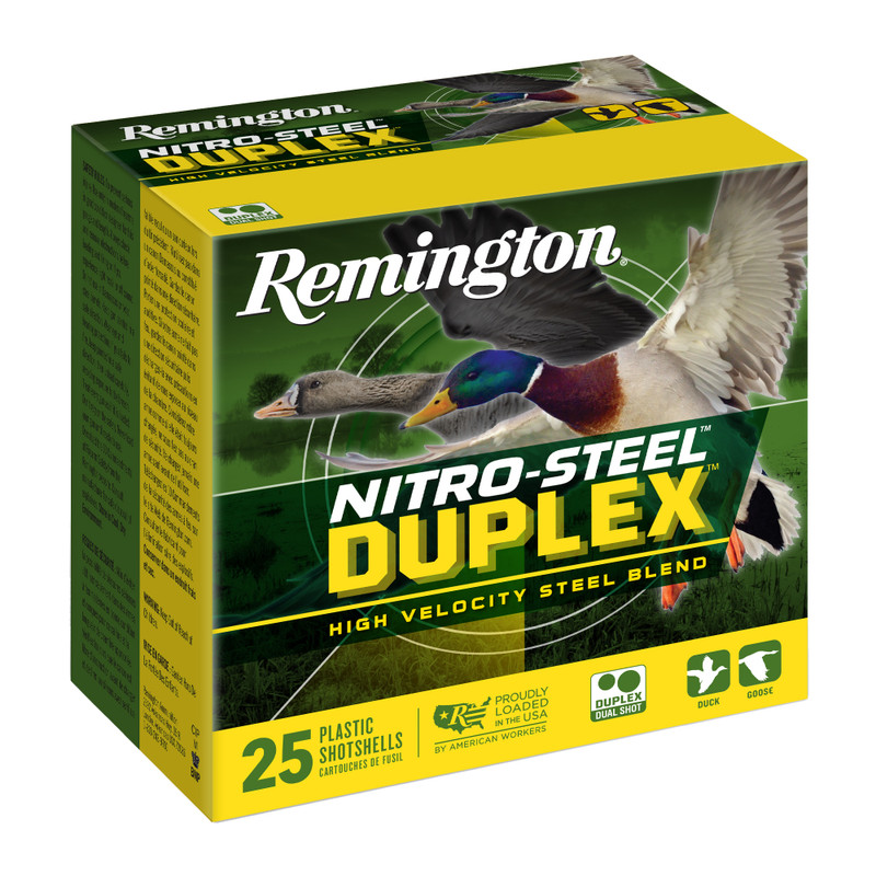 Remington Nitro Steel Duplex 12 Gauge 3 in BB and #4 Steel Shot Shotgun Ammo - 25rd Box