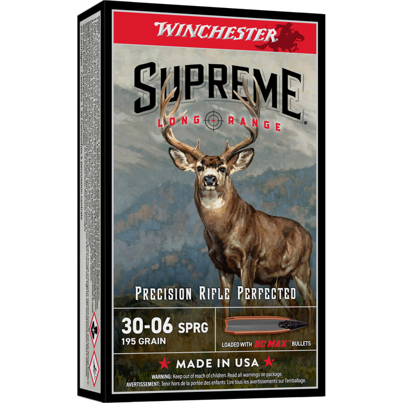 Winchester Ammunition Supreme Long Range 30-06 Springfield 195gr BC MAX Rifle Ammo - 20rd Box
