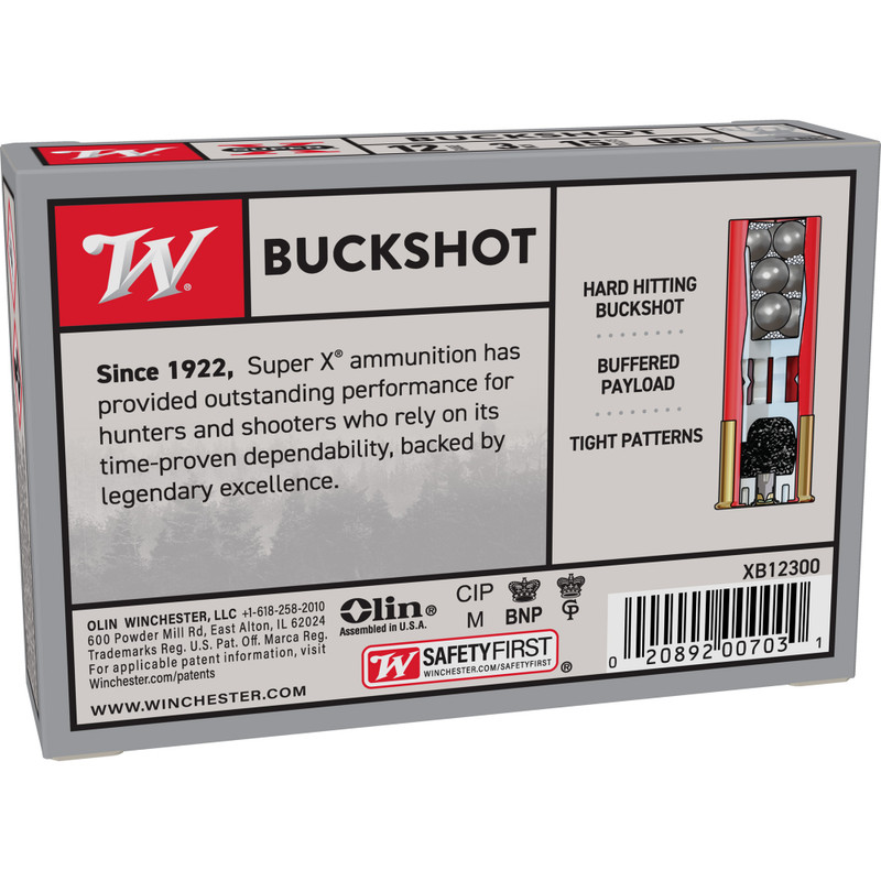 Winchester Ammunition Super-X 12 Gauge 3 in 00 Buck Buckshot Shotgun Ammo - 5rd Box - Image 2