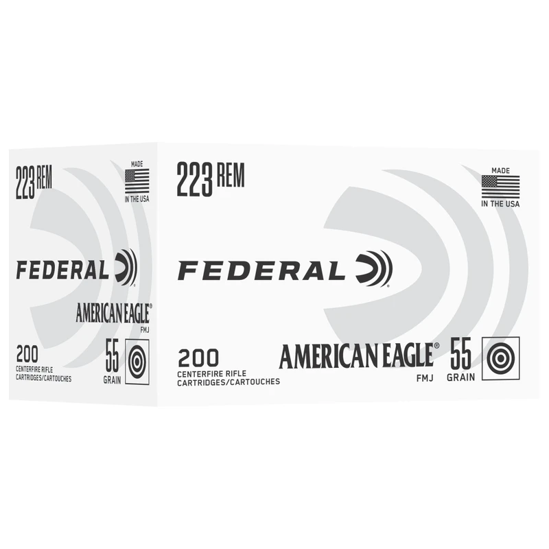 Federal American Eagle 223 Rem 55 Grain Full Metal Jacket 200rd Box Rifle Ammo