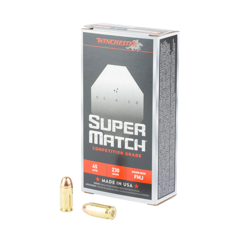 Winchester Super Match 45 ACP 230gr Round Nose Ammo 50rd - View 1