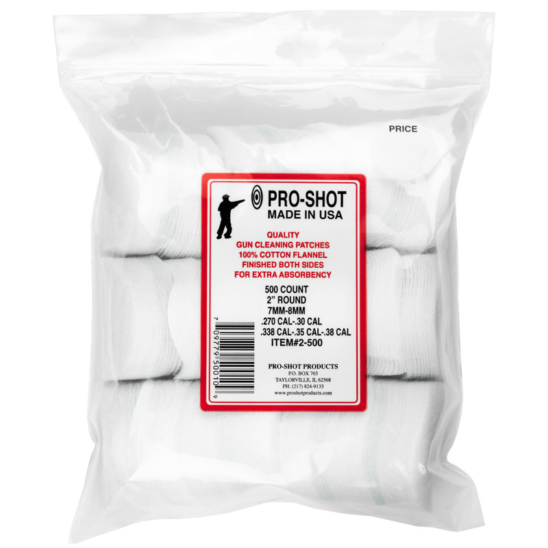 Buy Pro-Shot Patch for .270-.38 caliber rifles, round shape, 500 count at the best prices only on utfirearms.com