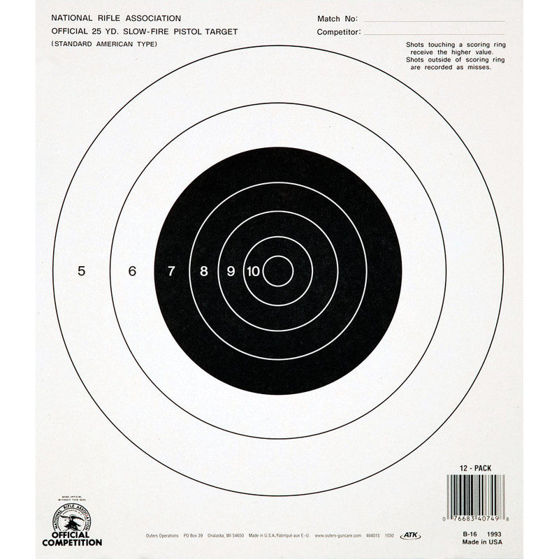 Buy Champion NRA B16 25yd Pistol S/F 100 Pack at the best prices only on utfirearms.com