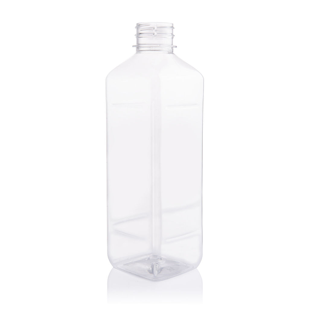 1Ltr Clear Plastic Square Warm Fill Bottle 38mm T/E Finish - Pallet ...