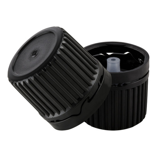 18mm Black Plastic Cap with Dropper Plug