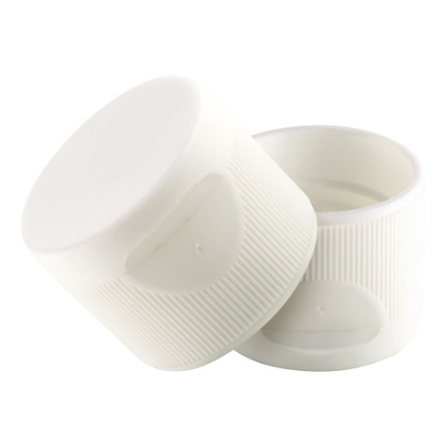 24mm 410 White Plastic Ribbed Snap Top Cap