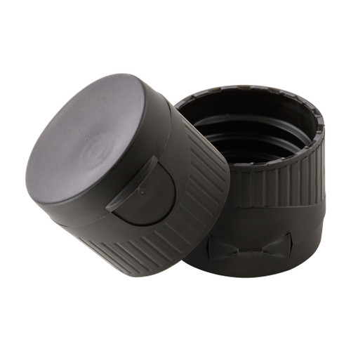 28mm 410 Black Plastic Wave Flip Top Cap