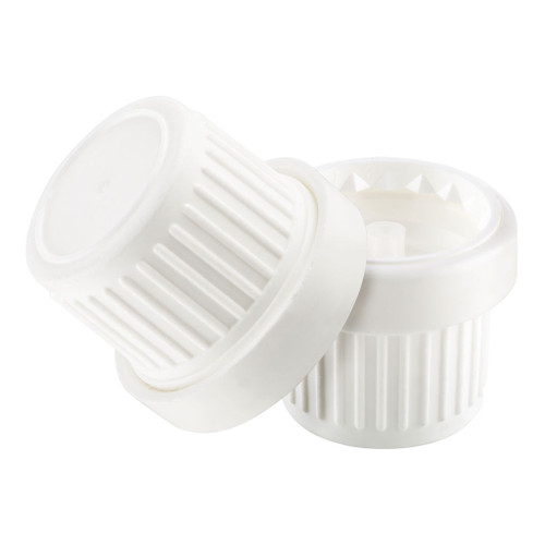 18mm White Plastic Tamper Evident Cap with Dropper Plug