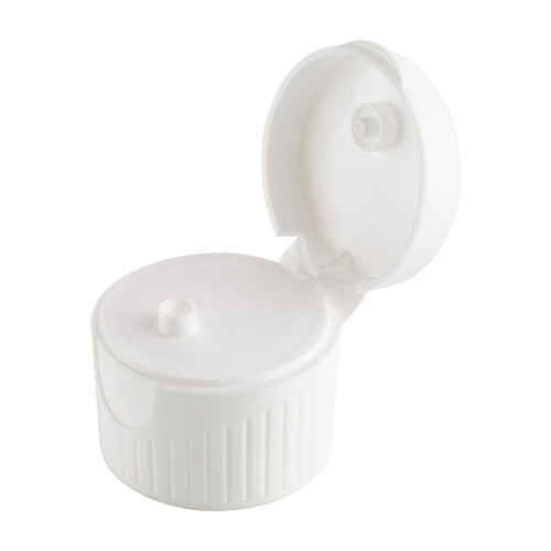 28mm 410 White Plastic Wave Flip Top Cap