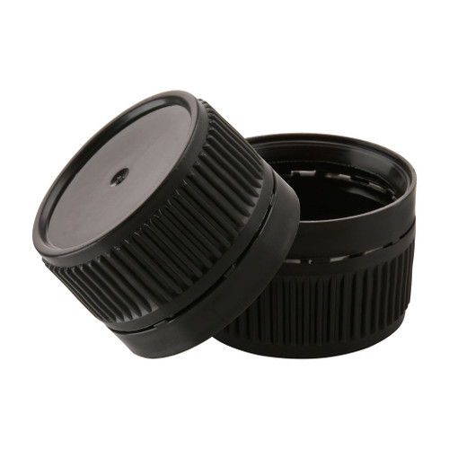 28mm Black Plastic Tamper Evident Screw Cap with Liner
