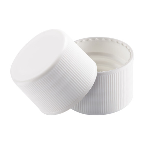 28mm 410 White Plastic Flat Top Screw Cap with Liner